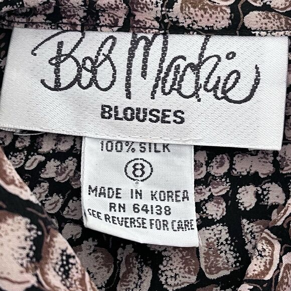 Bob Mackie Blouse Animal Snake Print 100% Silk Sophisticated Career Exotic SZ 8 - Picture 8 of 11